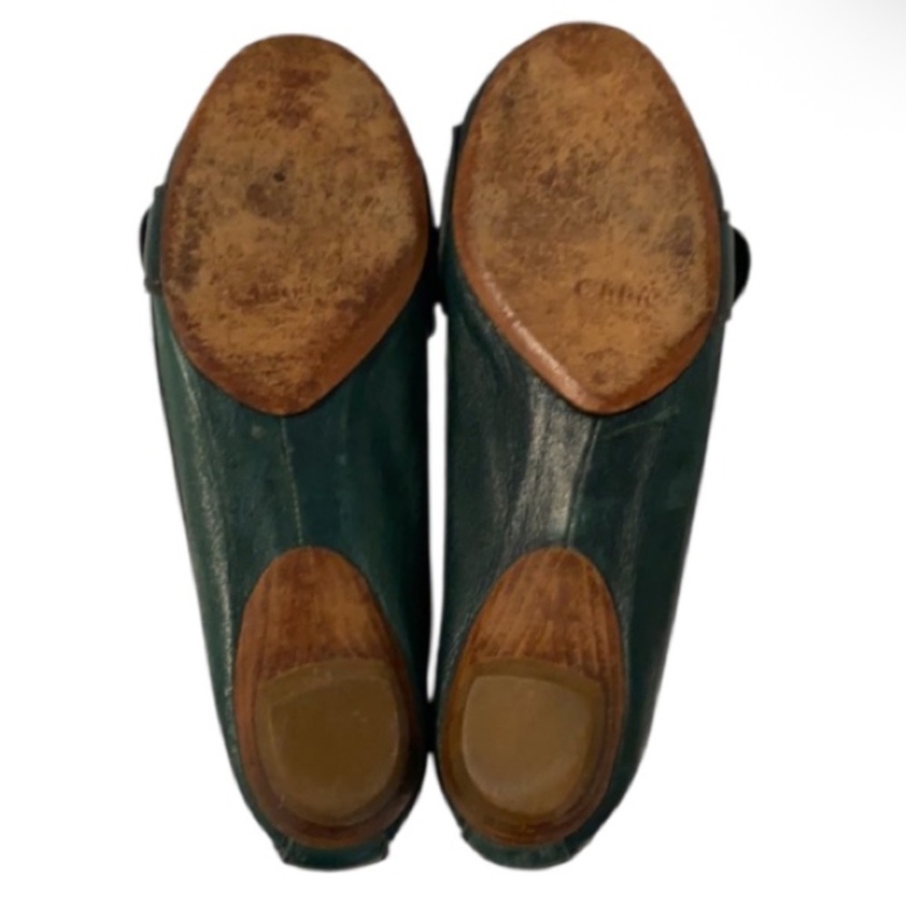 Authentic Chloe designer Hunter green leather flats loafers sz 9 - Picture 12 of 14